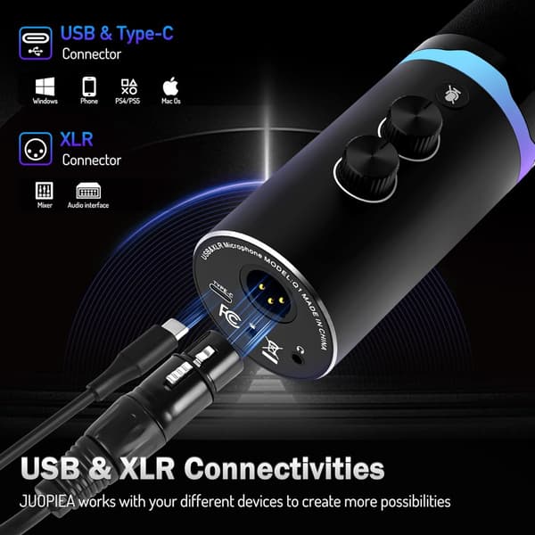 Kardioid dynamisk mikrofon med USB og XLR udgang til podcast, streaming og gaming