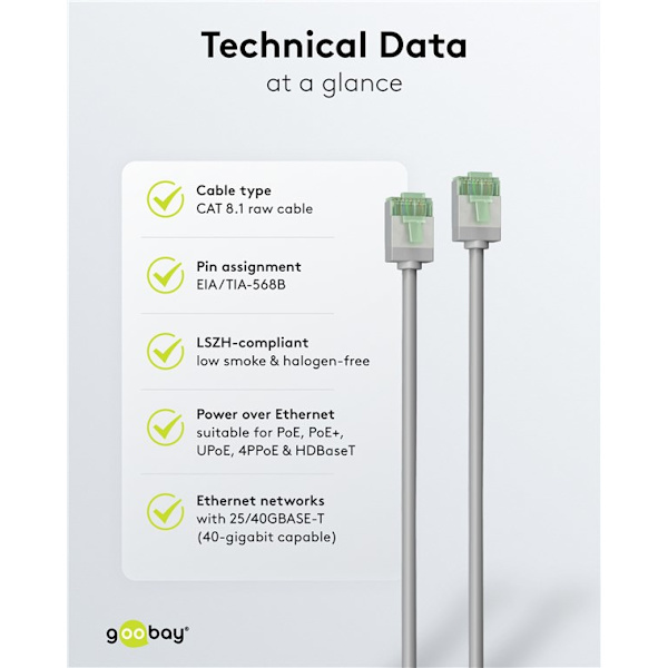 Ultraflexibel patchkabel CAT 8.1, slim, U/FTP, grå