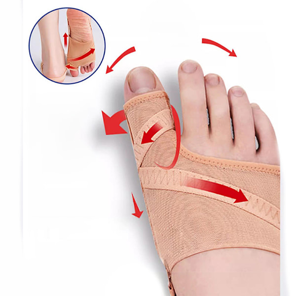 Hallux Valgus Korrektor, Åndbar Skinne til Tåretning og Smertelindring M