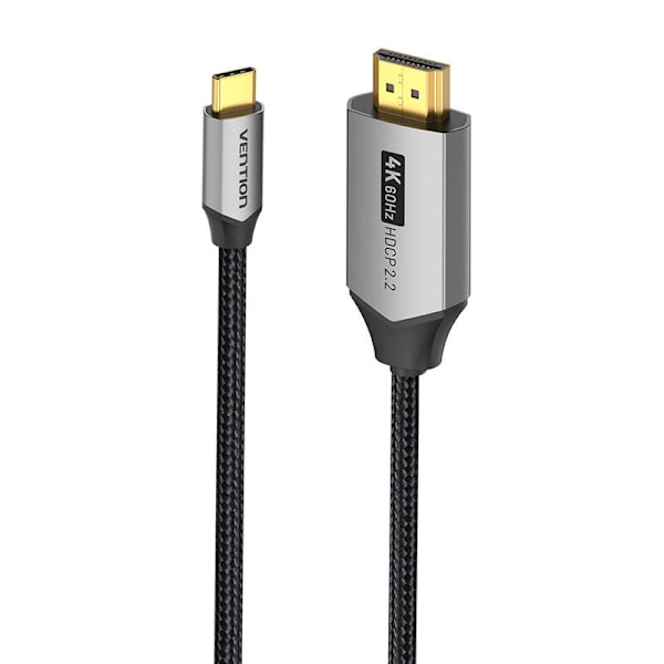 USB-C tai HDMI 2.0 kaapelituuletus CRBBG 1,5m, 4K 60Hz (musta)