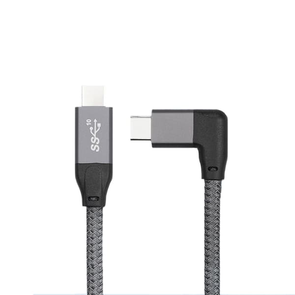 100W USB-C til USB-C Kabel med Vinkelstik - 20Gbps Dataoverførsel og 4K Video - Grå, 0.5M/1.5M 0.5m 0.5m