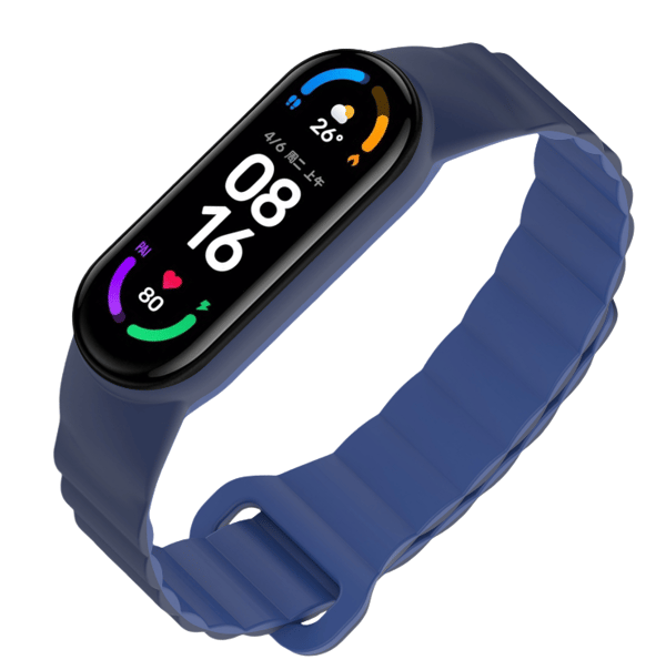 Silikone Magnetisk Rem til Xiaomi Mi Band 3/4/5/6/7 Blue Blue