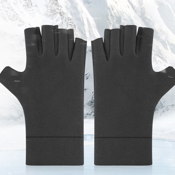 Termisk plys foret fem-finger handsker Sort