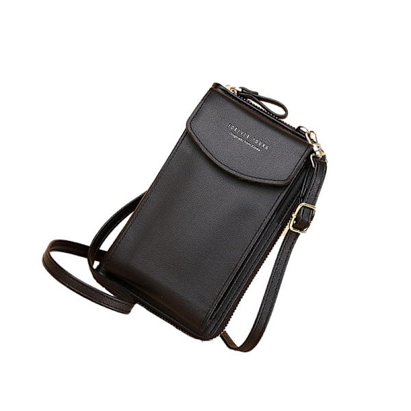 PU-nahkainen puhelinlaukku - tyylikäs ja tilava crossbody-lompakko Musta