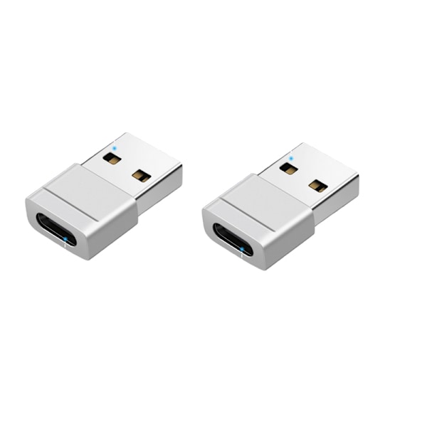 Kompakt USB till Typ C-adapter - Moonlight Silver 2-pack