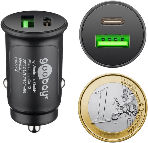 27 W Power Delivery Dubbel USB-billadare USB-C PD