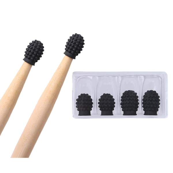 4 stk. Trommestik Dæmper Pads Tromme Mute Tips Black Granular type Black