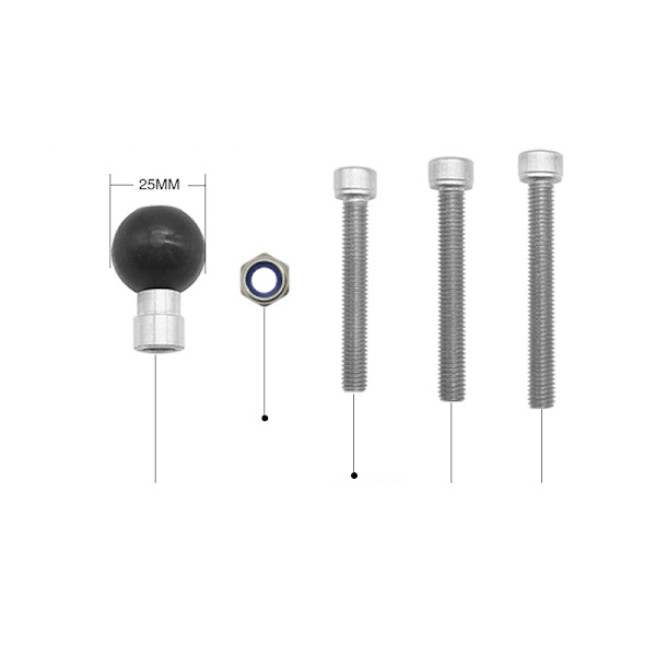 Alumiiniseos Dashcam Mount Ball Head Musta