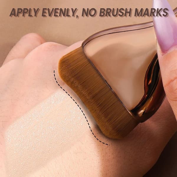 Tongue-Shaped Ultra-Thin Flat Foundation Brush - 2 Pack, Soft Synthetic Bristles, Wide Paddle Head for Seamless Coverage coffee coffee