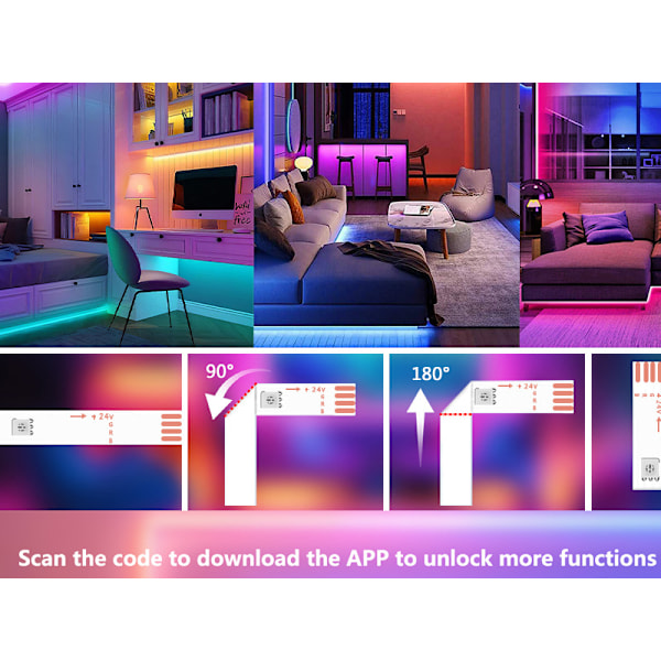 Smart LED Strip Lights 15M med WiFi Controller & APP