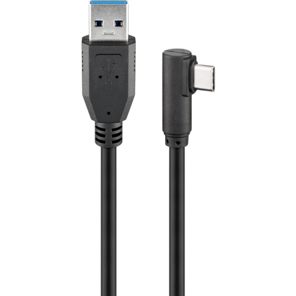 USB 3.0 USB-C™ till USB-A-kabel, 90°, 1 m, svart