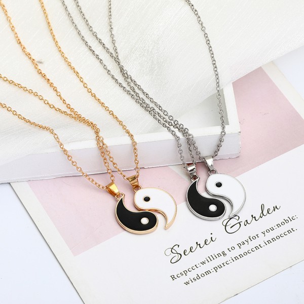 Yin Yang par-halsband med matchande hängen Guld 2 st