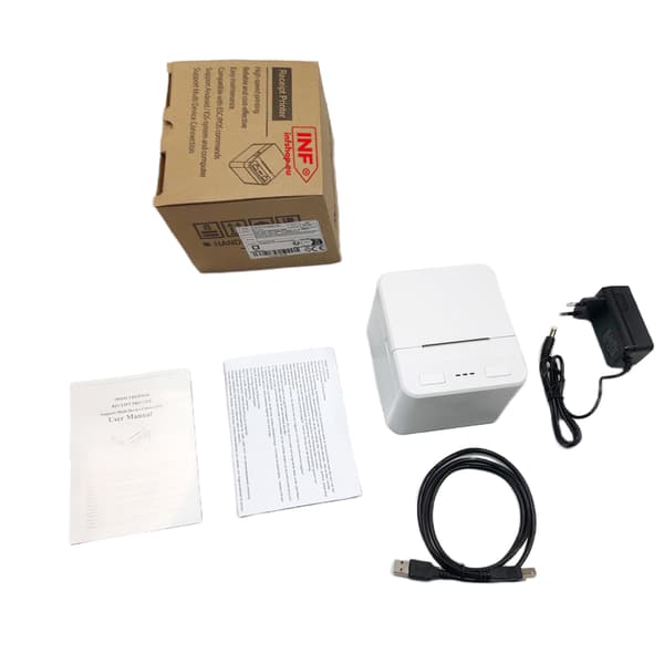 58mm USB+Bluetooth Termisk Kvitteringsprinter - Hurtig, Bærbar POS-printer til Android, iOS & Windows White White