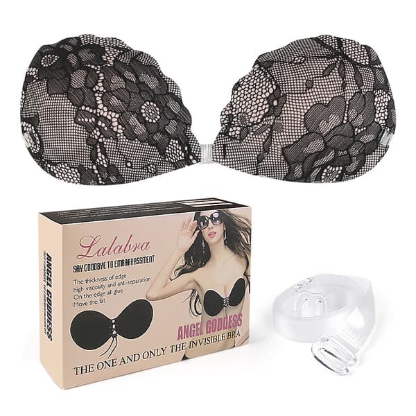 Näkymätön Deep V -pitsisilikoniliivi Black D Black D