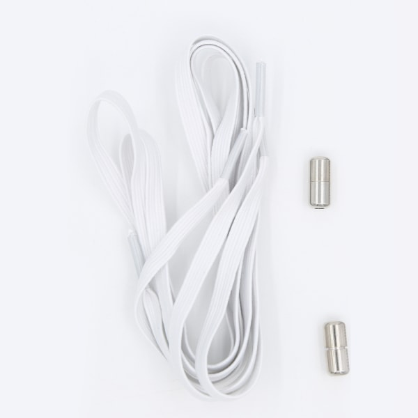 Elastiske knudefri snørebånd med lås 1 par Hvid