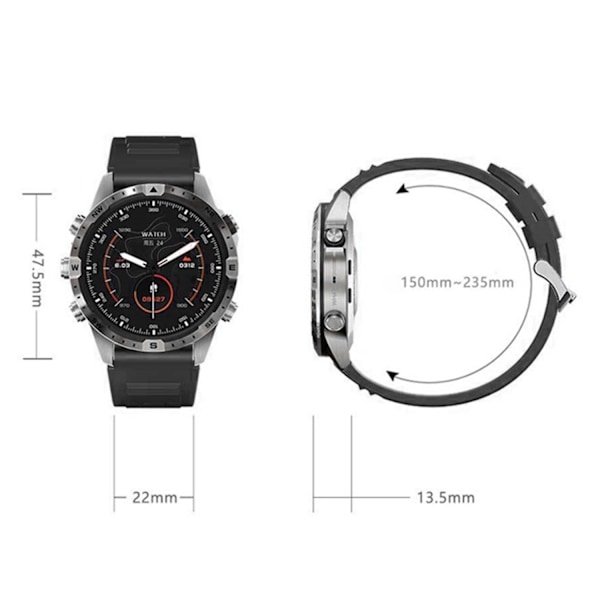 INF GT45 Smartwatch - Puls, blodtryck, kroppstemperatur, BT-samtal