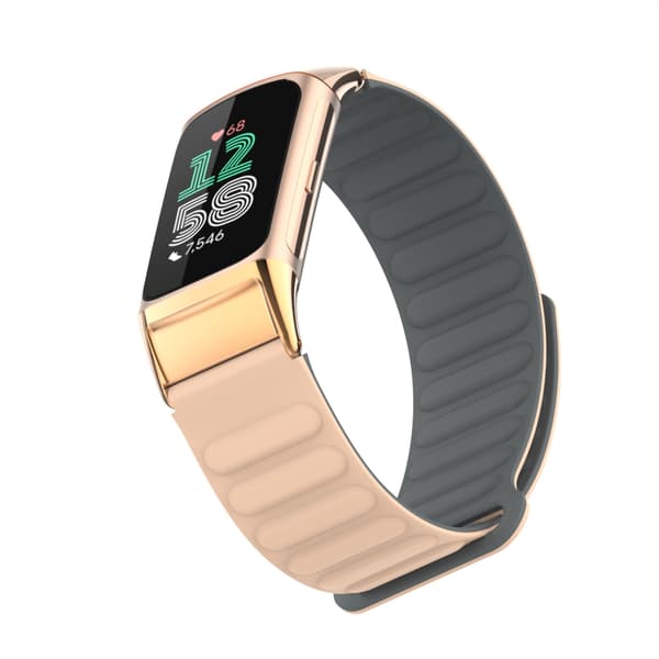 Stilfuldt magnetisk silikonearmbånd til Fitbit Charge 6 Apricot Apricot
