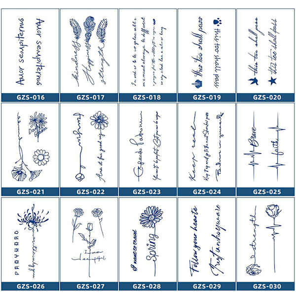 Blå Blomster Midlertidige Tatoveringsklistermærker - Akvarel Kropskunst