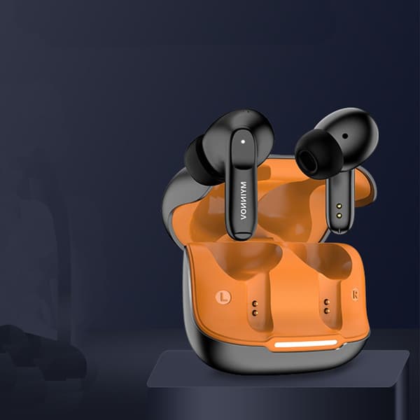 Trådløse Bluetooth-øretelefoner med fire mikrofoner og ENC-støjreduktion Sort+orange