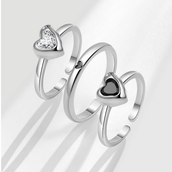 Justerbar ring - Hjertedesign Sølv
