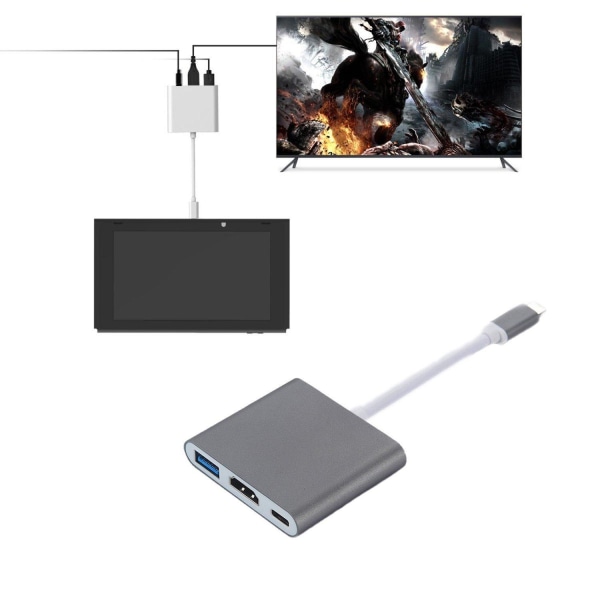 INF USB-C-moniporttinen sovitin USB- (PD), USB-C-, 4K HDMI -yhte