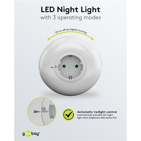 Goobay LED-nattlampa till vägguttag