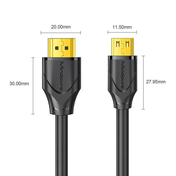 Mini HDMI til HDMI HDTV-kabel – 4K 60 Hz HDR, 18 Gbps tovejsforbindelse til gaming, skærme og streaming 2 m 2 m