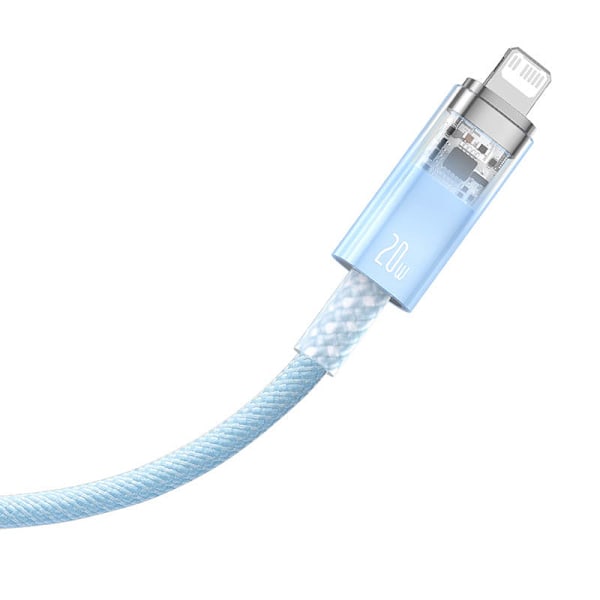 Hurtig opladningskabel Baseus USB-C til Lightning Explorer Series 2m, 20W (blå)