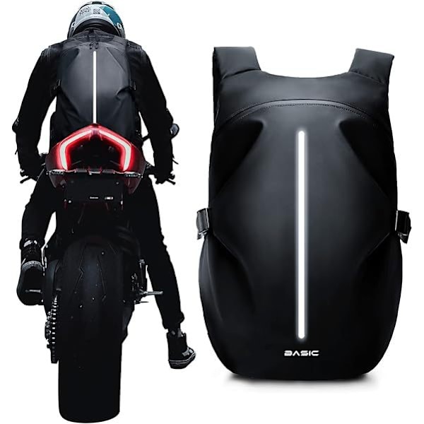 Reflekterende Motorcykel Rygsæk - Sort, Multi-Purpose Design
