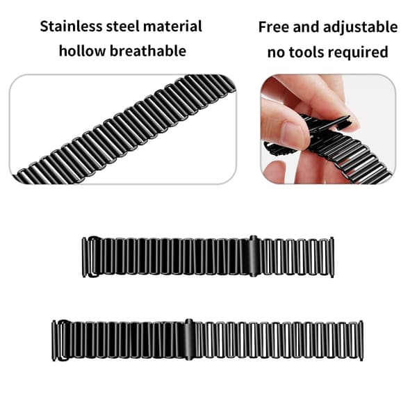 18MM Rustfrit Stål Urrem til Huawei GT5 Serien Black Black