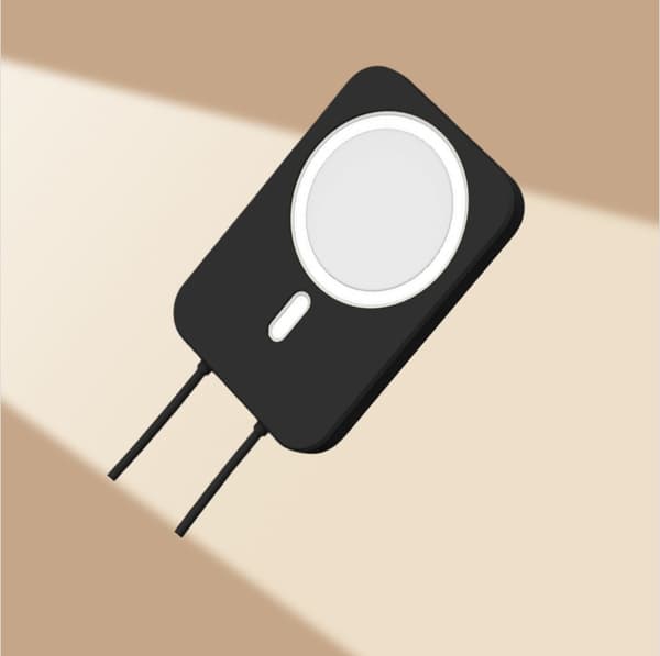 Silikone-etui til iPhone 12 MagSafe trådløs powerbank Black Black