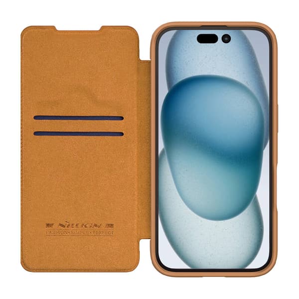 Etui Nillkin Qin Prop Læder iPhone 16 (brązowy)