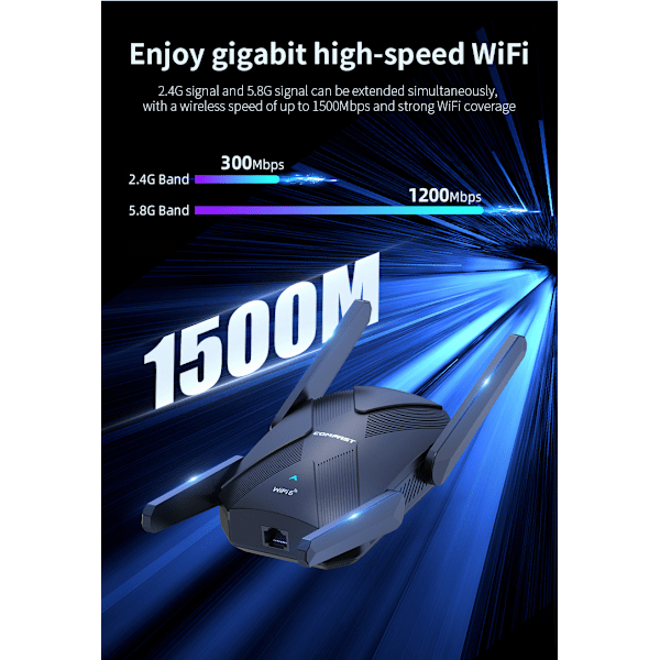 WiFi 6 Range Extender - musta