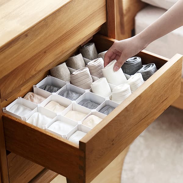 6-delt Honeycomb Undertøj Organizer Transparent Transparent