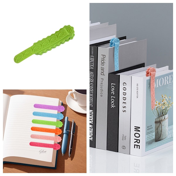2 minimalistisen silikonikirjanmerkin setti Ruohon väri