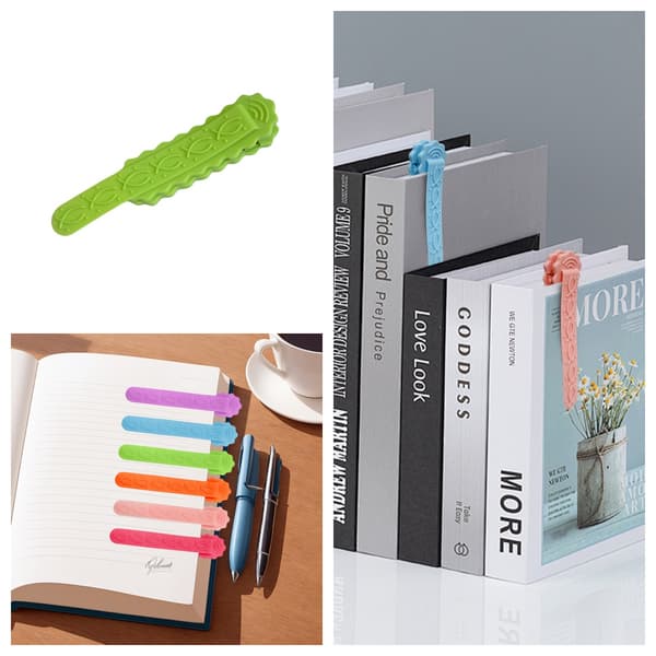 Set med 2 minimalistiska bokmärken i silikon Green Green