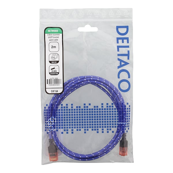 Tough Slim CAT.6A U/UTP Patch Cable, 28AWG, 3.8mm, 2m, blue