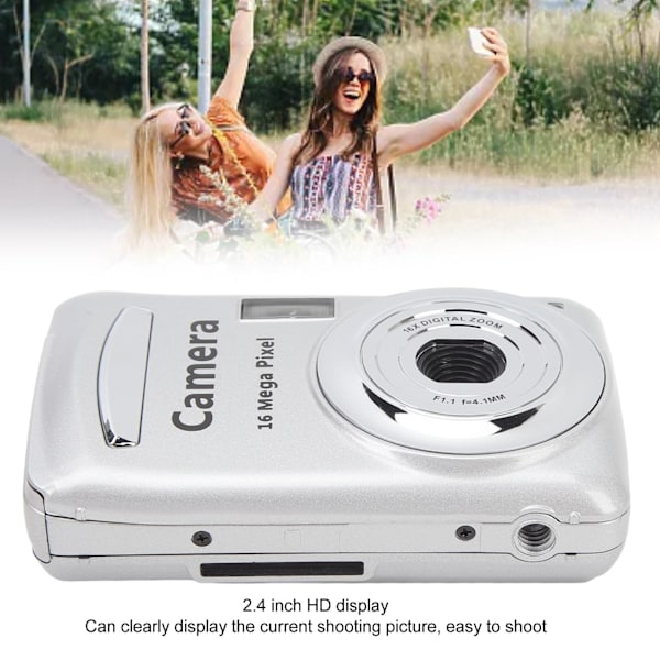 1080P, 16 MP Kompakt Digitalkamera med 2,4-Tums Skärm - 32GB Silver