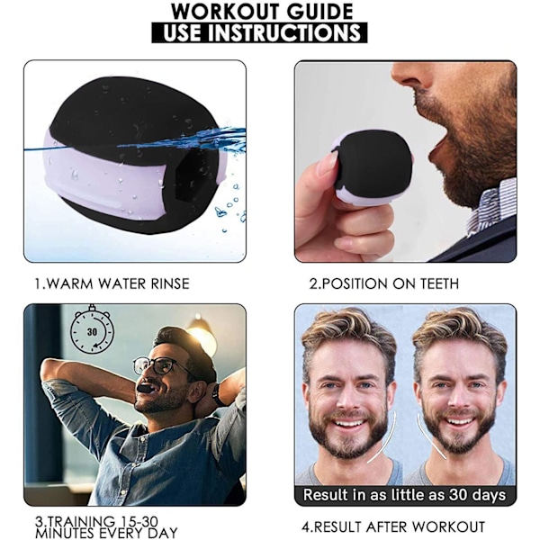 Jawline exerciser kæbetræner silikone Sort 1 Pack