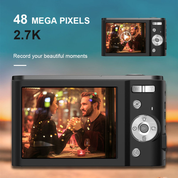INF Digitalkamera 2.7K 48MP 1080P, 16x zoom, anti-shake, face re Svart
