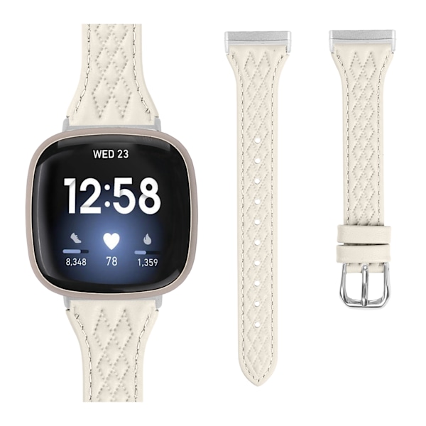 Klockarmband i Äkta Läder för Fitbit Versa 4 Aprikos