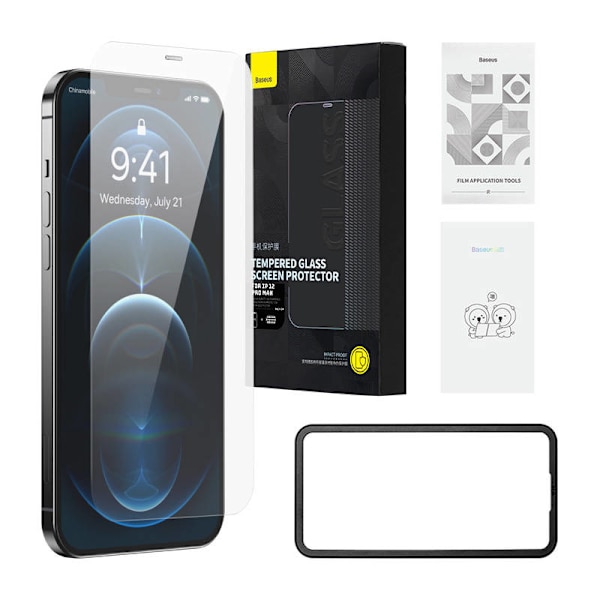 Baseus Schott HD hærdet glas med støvfilter 0,3 mm til iPhone 12 Pro Max