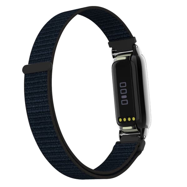 Nylon Loop Armband Kompatibelt med Fitbit Luxe - Justerbart Sportarmband Black Black