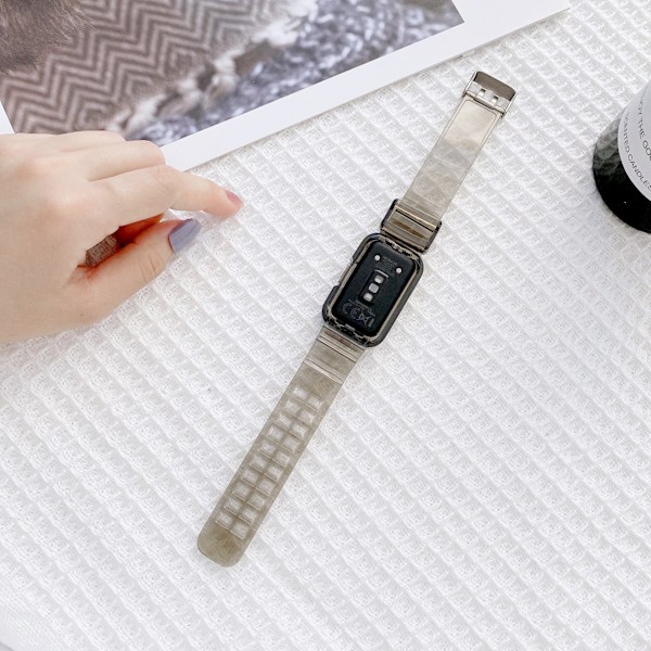 Klockarmband för Huawei Band 10/9/8/7/6 Transparent+svart