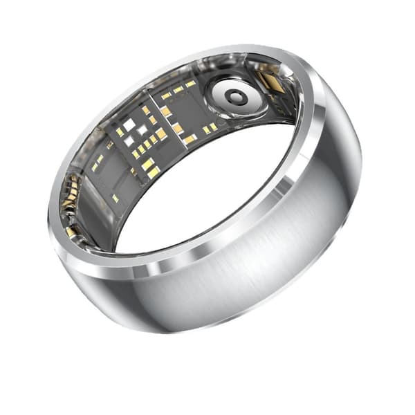Smart ring med pekskärm och geststyrning för vardagsbruk - rostfritt stål, hjärtfrekvens & SpO2, kompatibelt med Android och iOS Silver 9 Silver 9