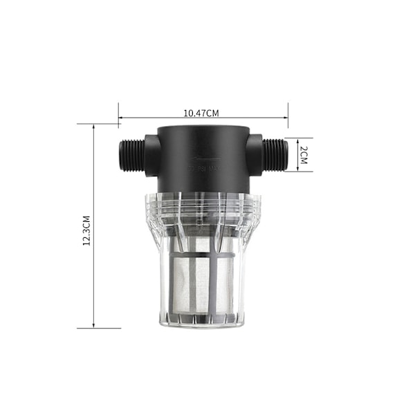 Högflödesnätfilter - 1/2" hankontakt vattenfilter 100 Mesh
