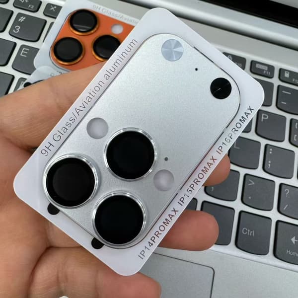Matt Härdat Glas Linsskydd kompatibelt med iPhone 14 Pro Max/15 Pro Max/16 Pro Max - Silvervit