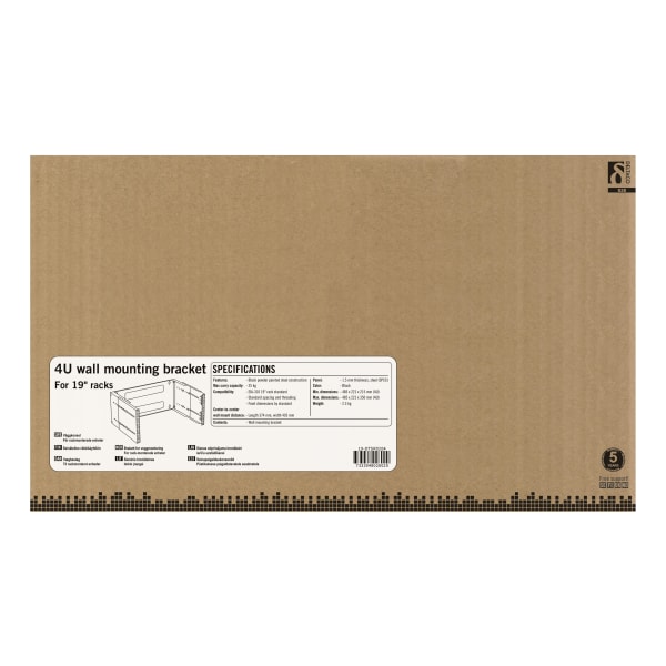19" wall mount adjustable depth, 4U, 25kg load, steel