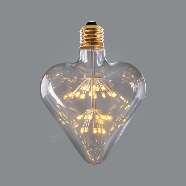 Hjerteformet LED-pære - 3W, 2200K Varm Gul, E26/E27 Sokkel - Dekorativ Belysning
