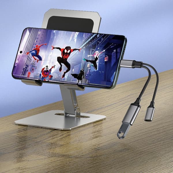 Multifunktionel USB-C til USB Adapter med Opladning - OTG Dataoverførsel og 60W PD Hurtigopladning Silver Silver